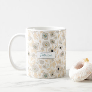 Mug Papillons Aquarelle gris jaune Nom personnalisable