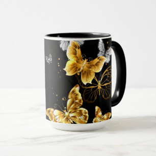Mug Papillons blancs et dorés