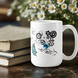 Mug Papillons bleu Tribal Steampunk