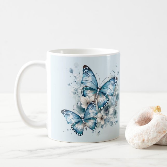 Mug Papillons bleus (Avec donut)
