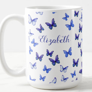 Mug Papillons Bleus Joliment Personnalisés Café