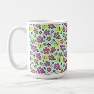Mug Papillons, coccinelles, fleurs et feuilles