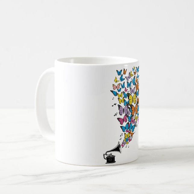 Mug Papillons colorés avec Gramophone (Devant gauche)