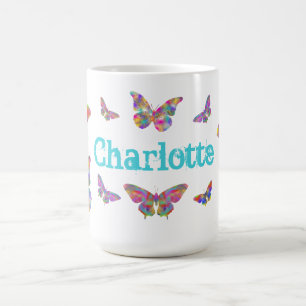 Mug Papillons colorés motif ajouter nom