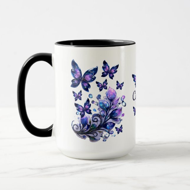 Mug Papillons cosmiques personnalisés (Gauche)