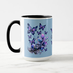 Mug Papillons cosmiques personnalisés bleus