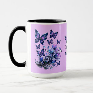 Mug Papillons cosmiques personnalisés rose