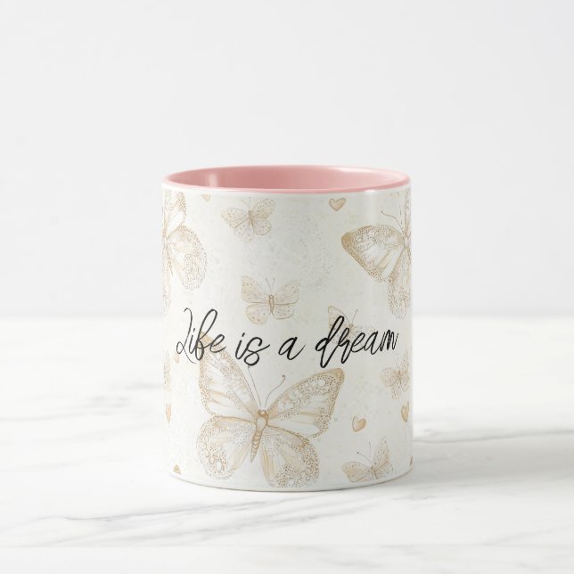 Mug Papillons de crème petits coeurs (Centre)