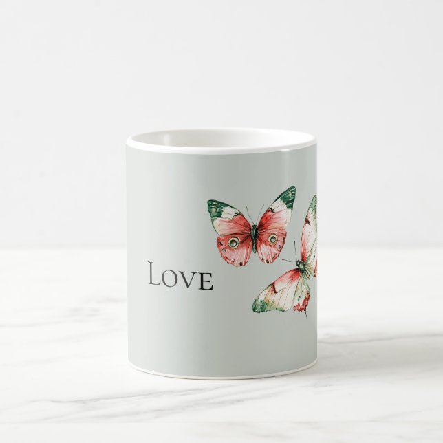 Mug Papillons de fraise rouges à la menthe (Centre)
