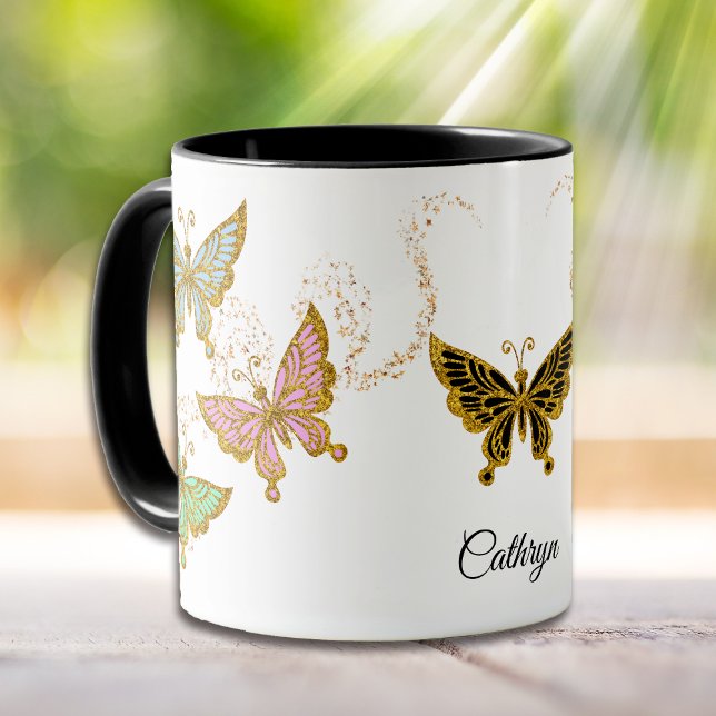 Mug Papillons et étoiles Parties scintillant or (Créateur téléchargé)