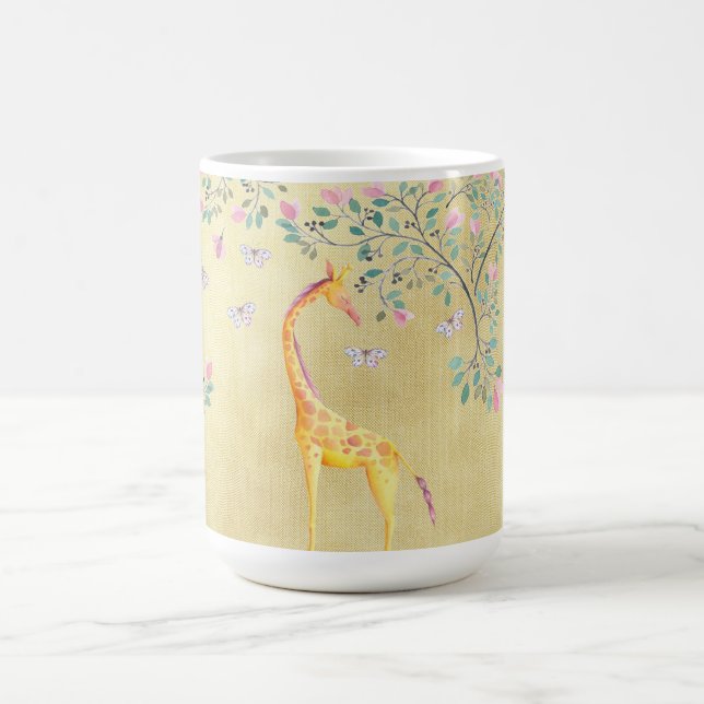 Mug Papillons et fleur de girafe d'aquarelle (Centre)