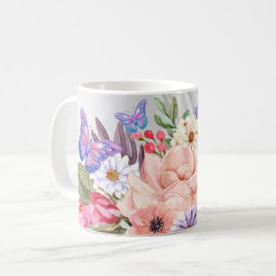 Mug Papillons et fleurs Aquarelle Imprimer