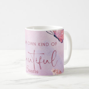 Mug Papillons et fleurs d'aquarelle personnalisés