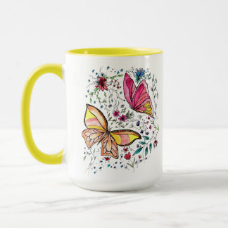 Mug Papillons et nom fait sur commande