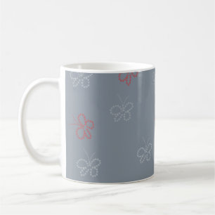 Mug Papillons Étoiles Sauge Bleu Poussiéreux