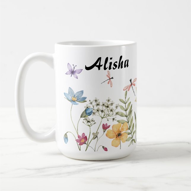 Mug Papillons Fleur sauvage élégants (Gauche)