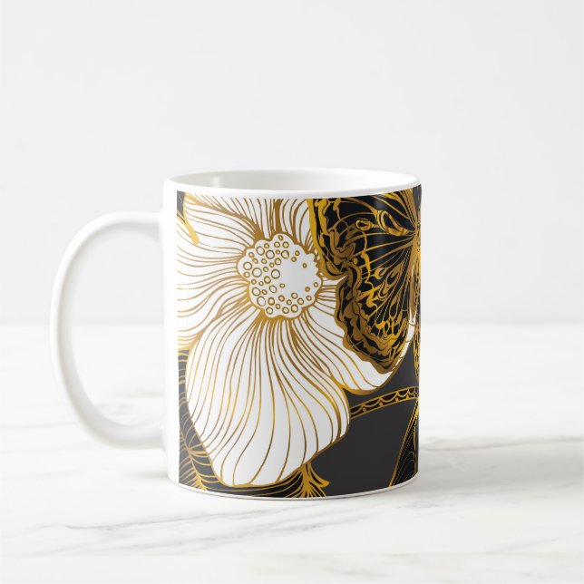 Mug Papillons & Fleurs : Motif Boho de printemps (Gauche)