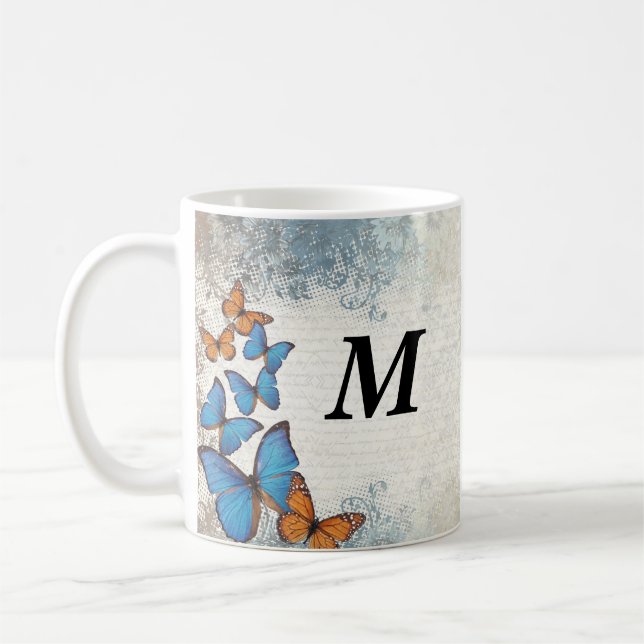 Mug Papillons floraux bleus (Gauche)