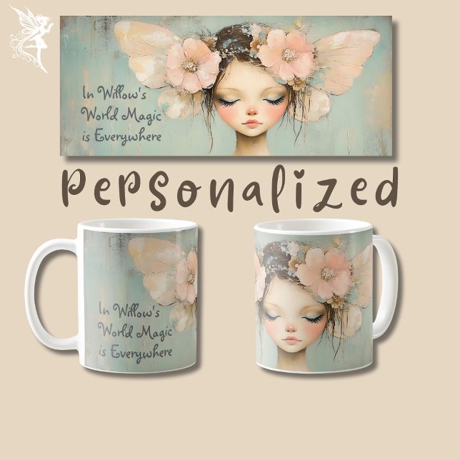 Mug Papillons Fraisés Fleur Whimsical Ailes Nom person (Créateur téléchargé)