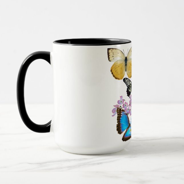 Mug Papillons Gracieux et fleurs (Gauche)