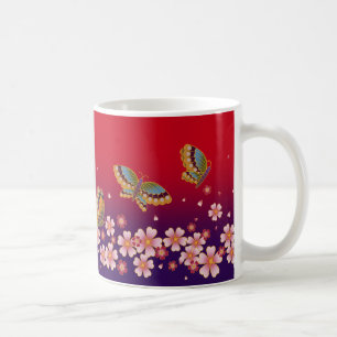 Mug Papillons Japonais Au Milieu De Sakura Fleurit Rou