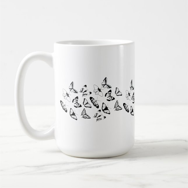 Mug Papillons Noir et Blanc (Gauche)