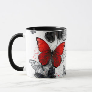 Mug Papillons noirs et rouges volants
