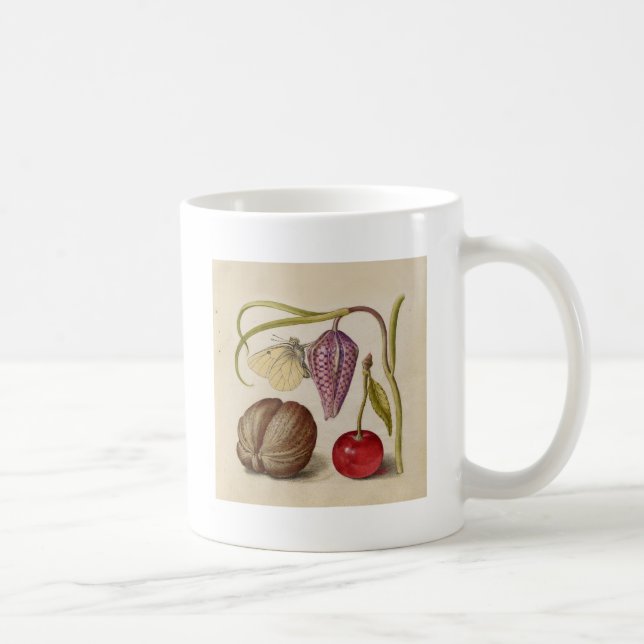 Mug Papillons noix Fleur Cerisier Aquarelle Art (Droite)