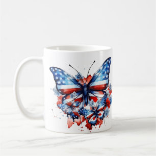 Mug Papillons Patrotiques États-Unis Drapeau Juillet 4