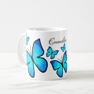 Mug Papillons peints en bleu personnalisés