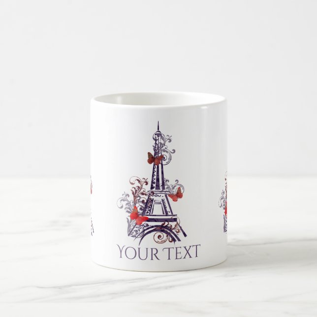 Mug Papillons pourpre Tour Eiffel (Centre)