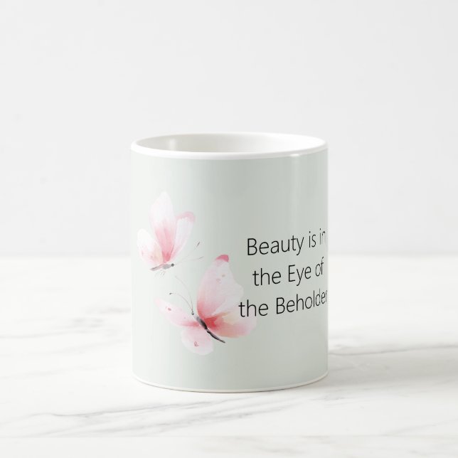 Mug Papillons Rose Menthe La Beauté Est En (Centre)