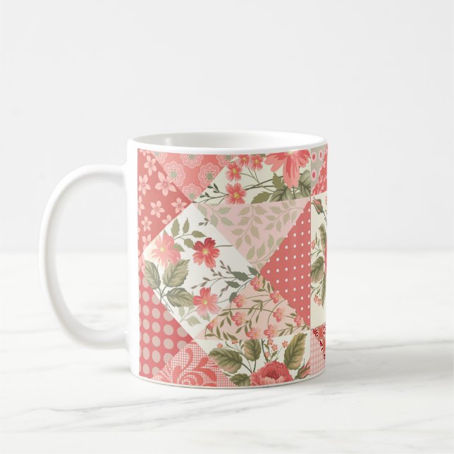 Mug Papillons rose Patchwork sans couture (Gauche)
