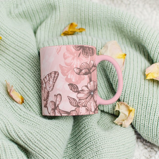 Mug Papillons rose tendre (Créateur téléchargé)