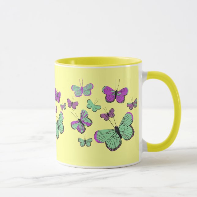 Mug Papillons roses et verts (Droite)