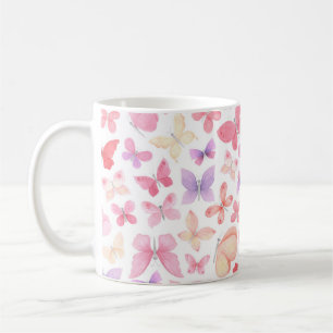 Mug Papillons roses violets jaunes