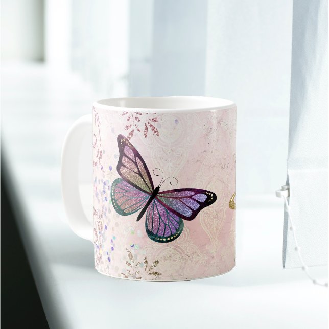 Mug Papillons violets Glam Pink Gold (Créateur téléchargé)