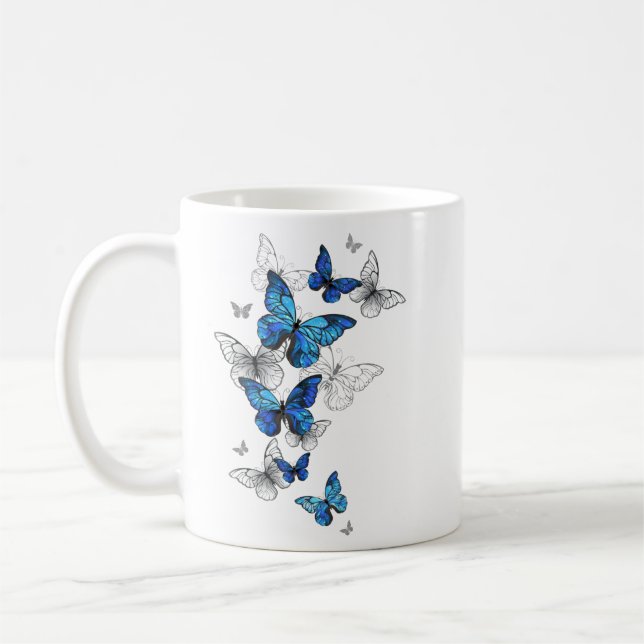 Mug Papillons volants bleus Morpho (Gauche)
