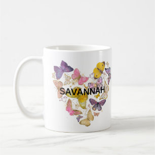 Mug Papillons Whimsical Love Coeur Faux Nom de la Part