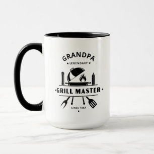 Mug Papy Maître de Grill Légendaire Noir & Blanc