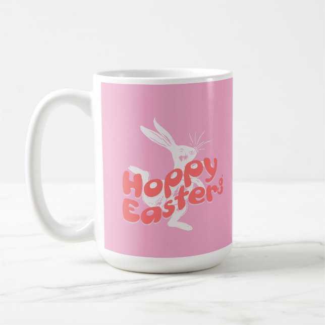 Mug Pâques Hoppy Rétro Rose Orange (Gauche)