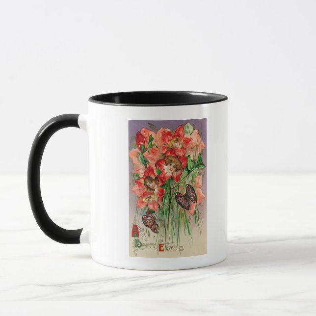 Mug Pâques joyeuses avec des Fleurs de Tête Femmes (Gauche)