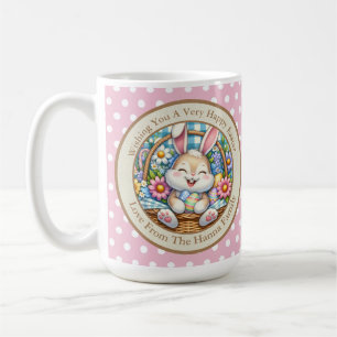Mug Pâques joyeuses avec du lapin mignon, des oeufs et