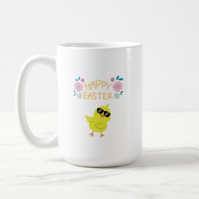 Mug Pâques joyeuses d'un poussin Cool sur un (Gauche)