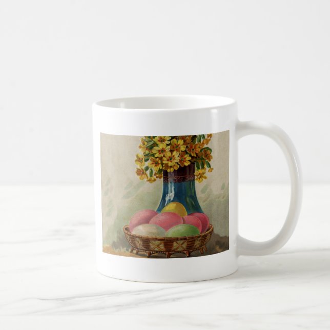 Mug Pâques Panier Œufs Fleurs Antique (Droite)