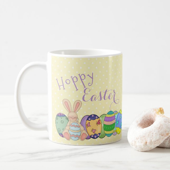 Mug Pâques Verdoyantes - Lapin Lapin Et Oeufs Colorés (Avec donut)