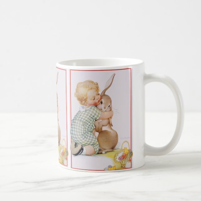 Mug Pâques vintage, enfant garçon mignon avec lapin de (Droite)