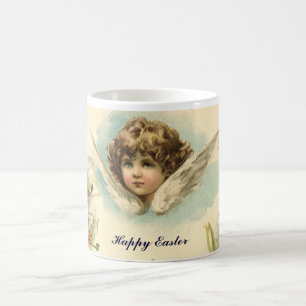 Mug Pâques vintage, fleurs de lys victoriennes et ange
