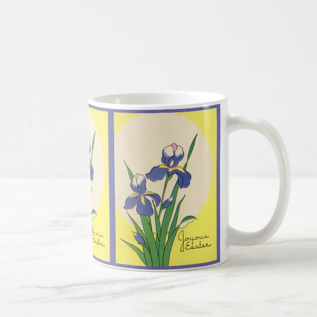 Mug Pâques vintage, fleurs d'iris de jardin violettes (Droite)