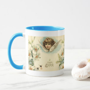 Mug Pâques vintages, Fleurs Lys Victoriennes et Angel